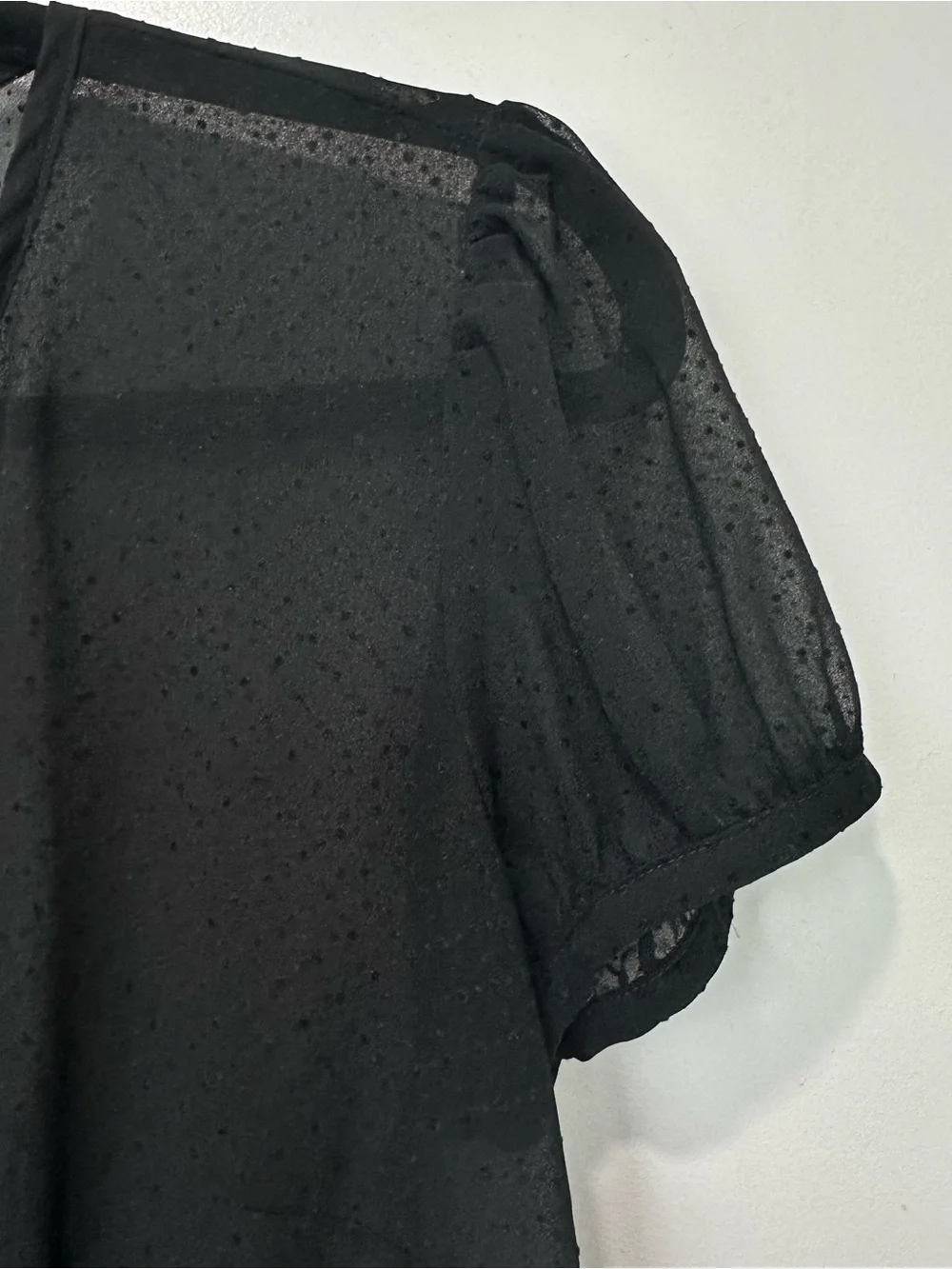 LOFT Black Dotted Sheer Button-Front Blouse
